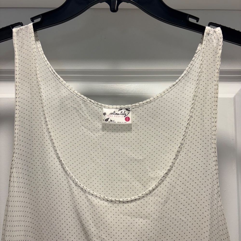 Intimately Free People Voile Trapeze Slip Dress White Polka Dot Lace Tunic Top - Picture 3 of 11